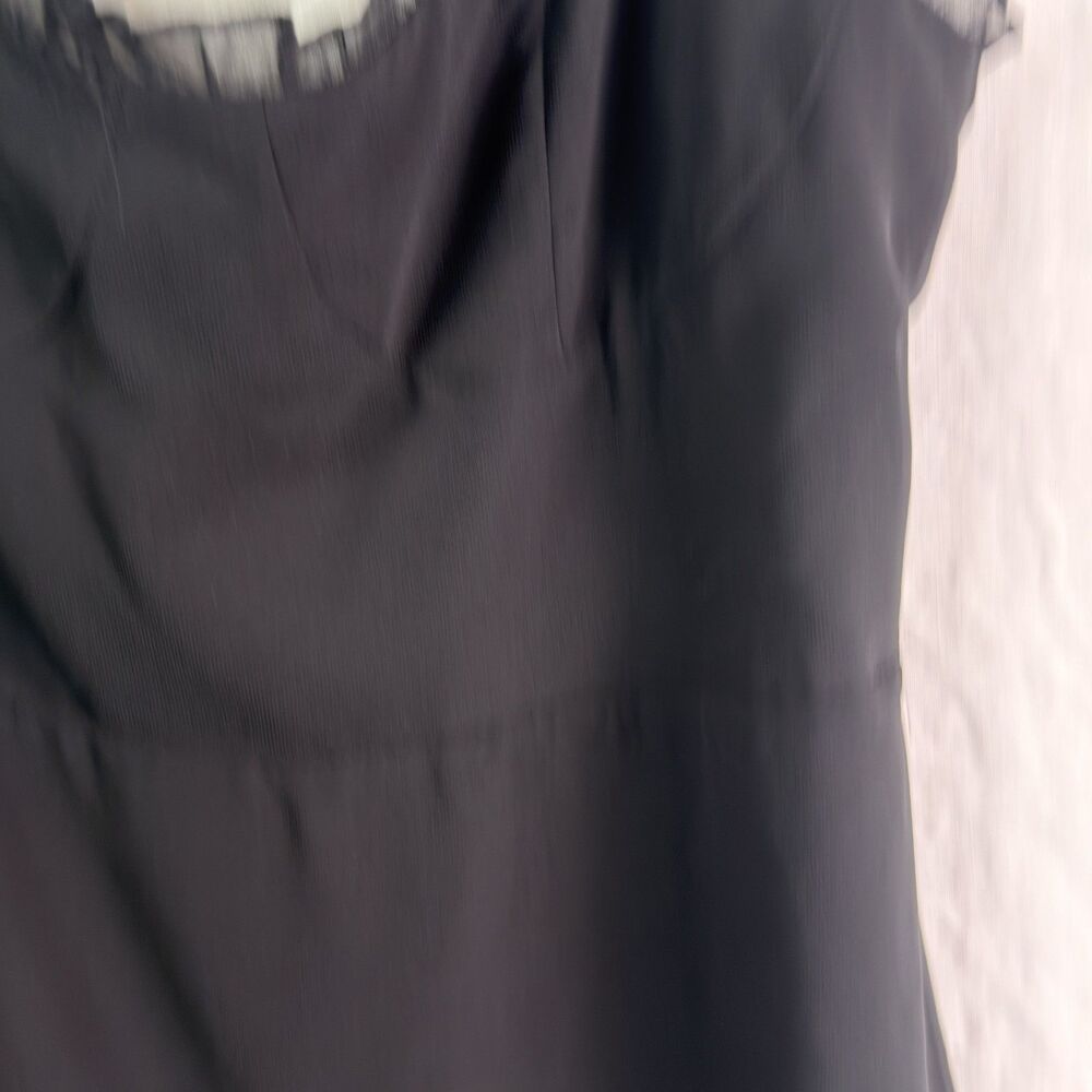 black mini dress sz l ruffle trim tie straps corset bust sheer hem goth coquette - Picture 7 of 8